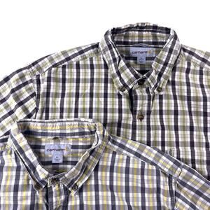 Carhartt Lot of 2 Plaid Short Sleeve Button Down Cotton Shirt Size XL Relaxed